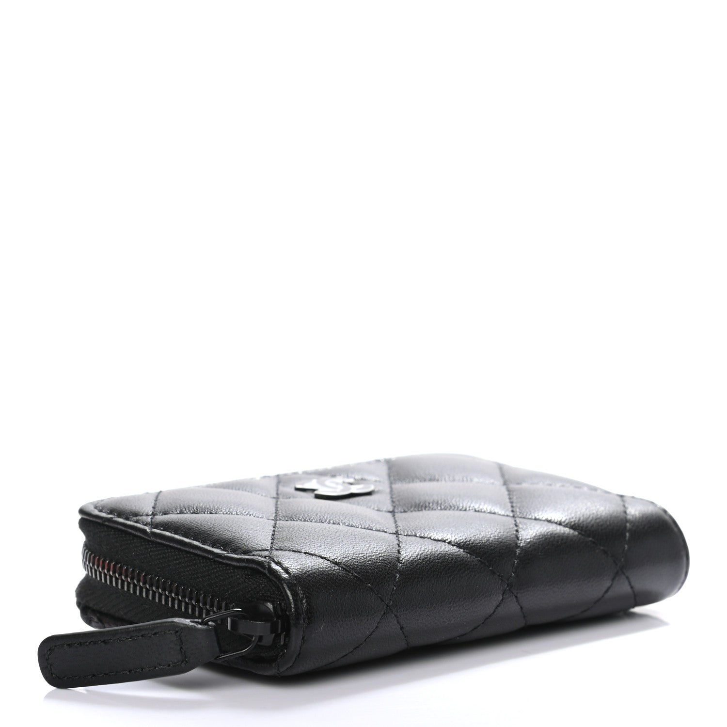 Chanel Lambskin Quilted Zip Coin Purse So Black 4 of 7