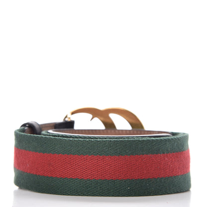 Gucci Nylon Calfskin Double G Web 40mm Belt 75 30 Green Red Black 3 of 8