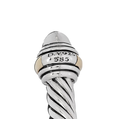 David Yurman Sterling Silver 14K Yellow Gold Diamond 5mm Cable Classics Bracelet 3 of 3