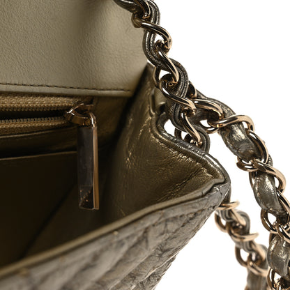 Chanel Metallic Crumpled Calfskin Chevron Quilted Mini Square Flap Gold 10 of 12