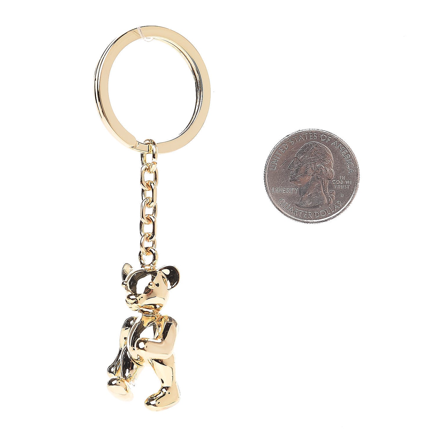 Metallic Thomas Bear Key Ring Gold