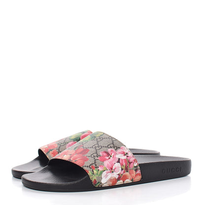 Gucci GG Supreme Monogram Blooms Slide Sandals 40 Beige Multicolor 3 of 8