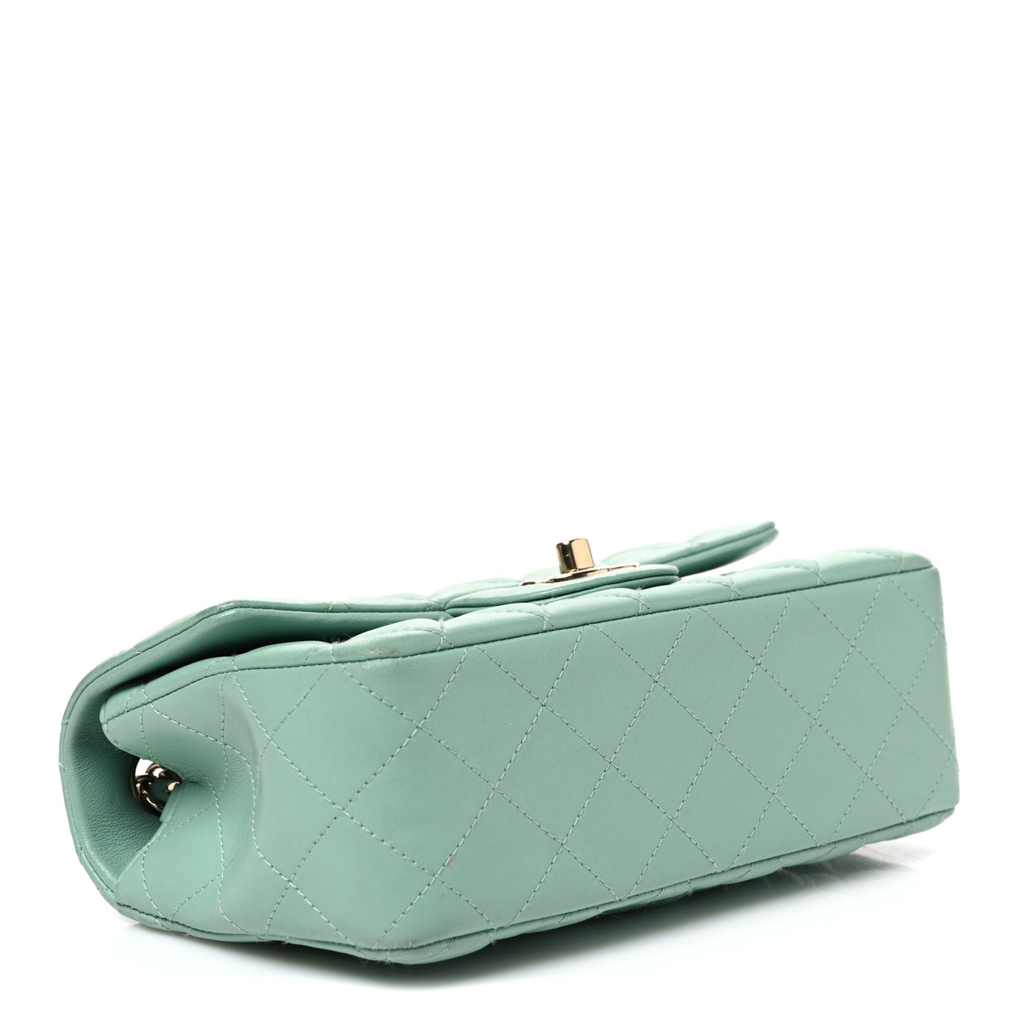 Lambskin Quilted Mini Rectangular Flap Light Green