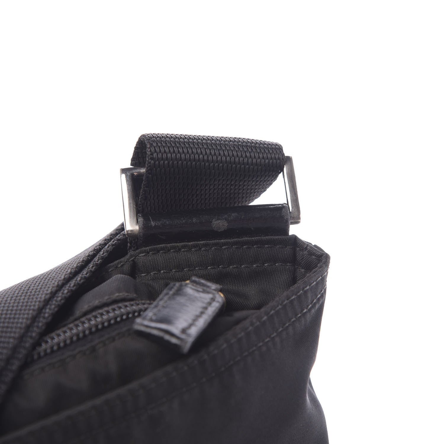 Prada Nylon Flat Messenger Bag Black 6 of 15