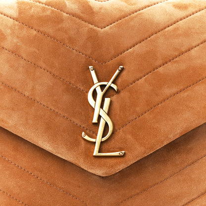 Saint Laurent Suede Y Quilted Monogram Medium Loulou Chain Satchel Cinnamon 9 of 11