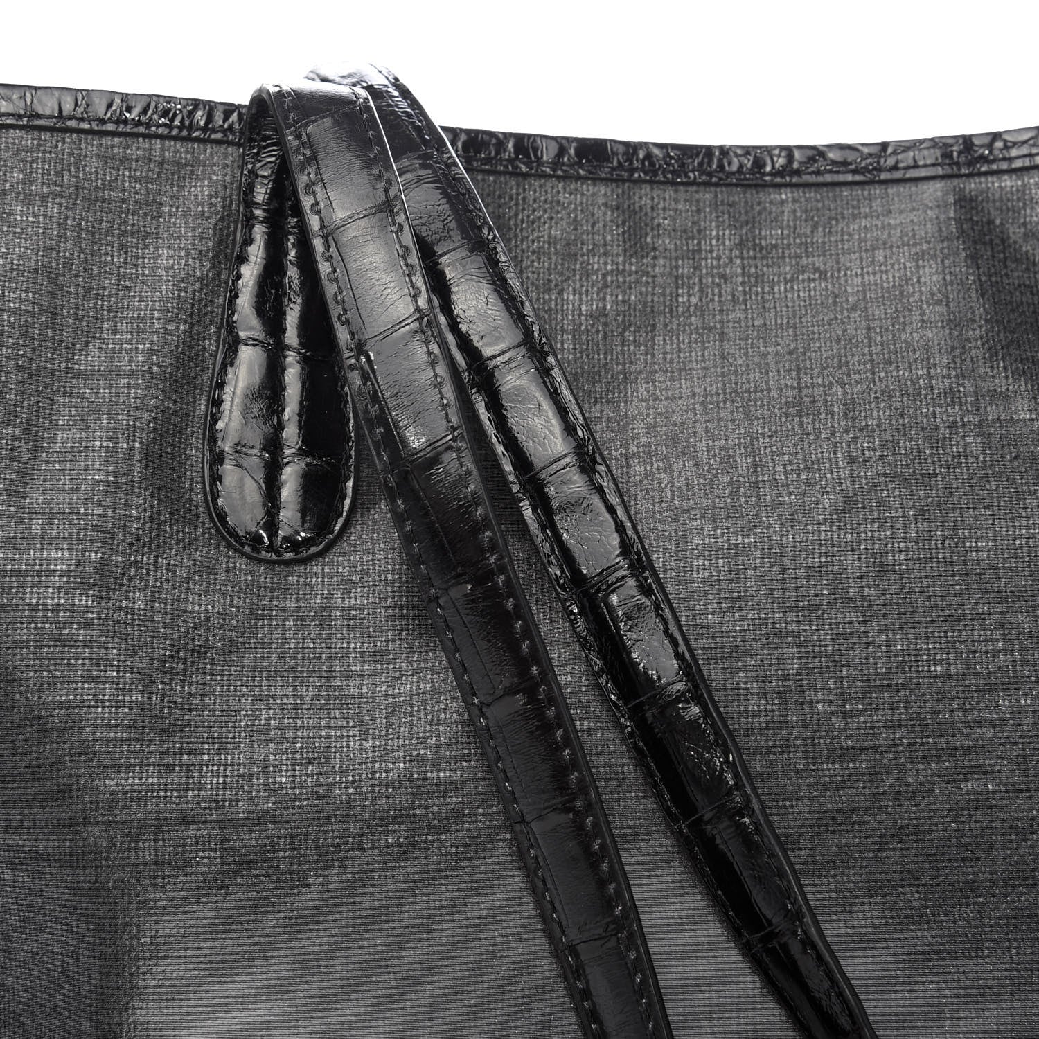 Nancy Gonzalez Coated Linen Crocodile Medium Erica Shopper Tote Black 10 of 12