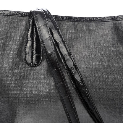 Nancy Gonzalez Coated Linen Crocodile Medium Erica Shopper Tote Black 10 of 12