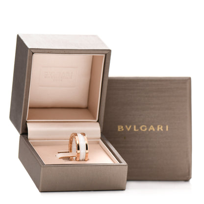 Bulgari 18K Rose Gold White Ceramic B.Zero1 Two-Band Ring 53 6.25 6 of 6