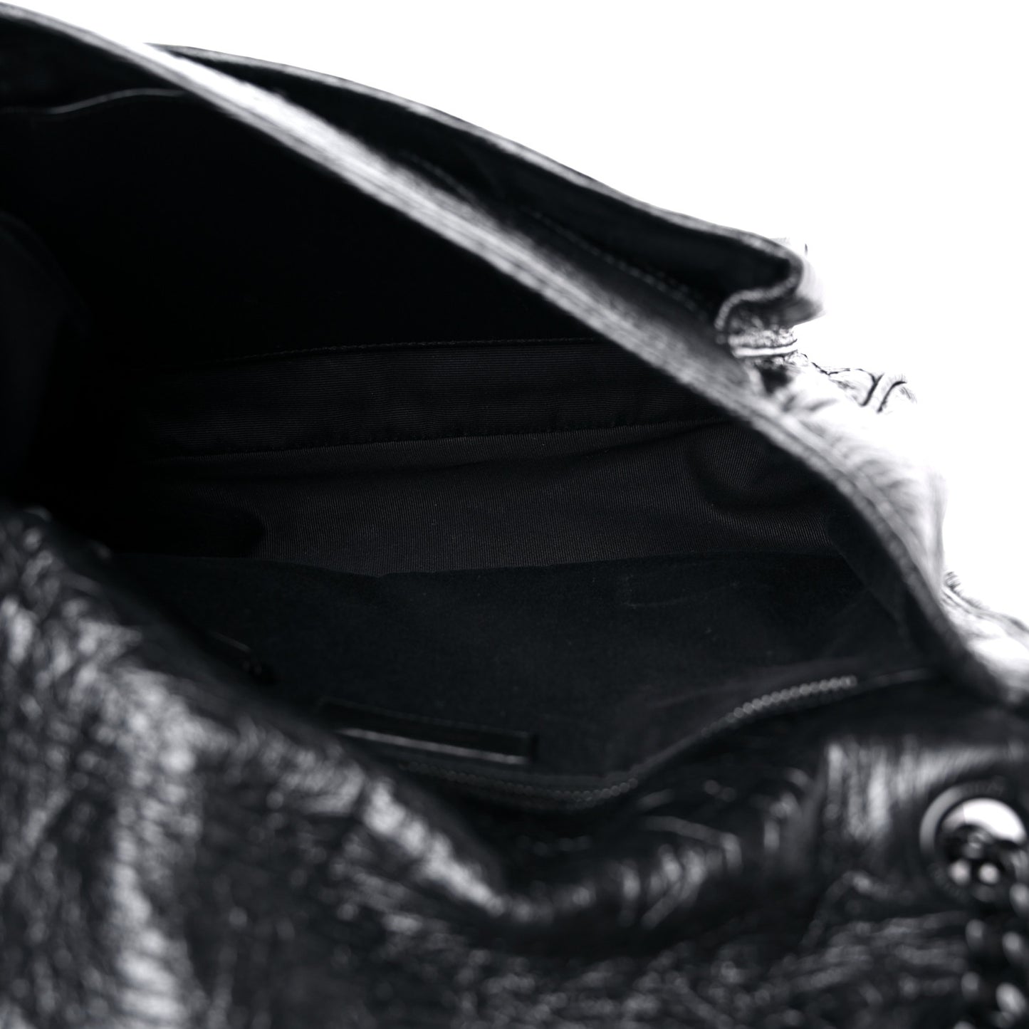 Crinkled Calfskin Matelasse Monogram Medium Niki Chain Satchel Black