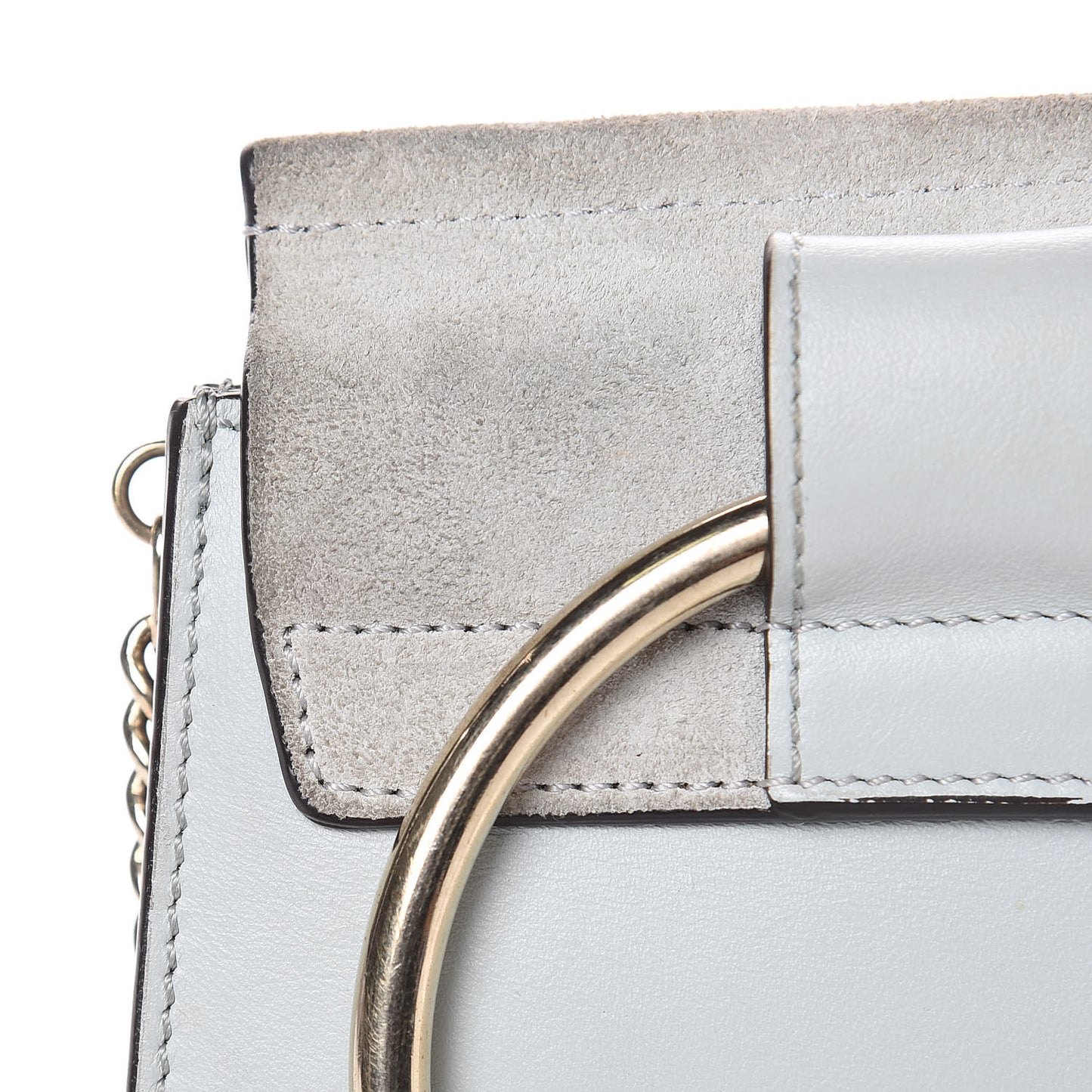 Suede Calfskin Mini Faye Bracelet Bag Airy Grey