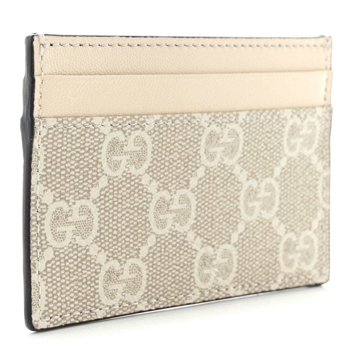 GG Supreme Monogram Calfskin Card Holder Beige Mystic White