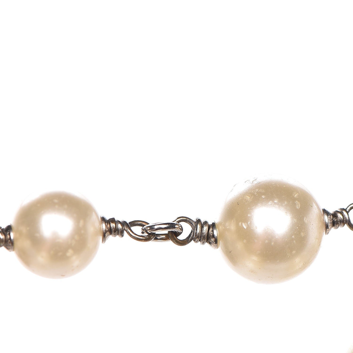 Chanel Crystal Pearl CC Long Necklace Silver 17 of 19
