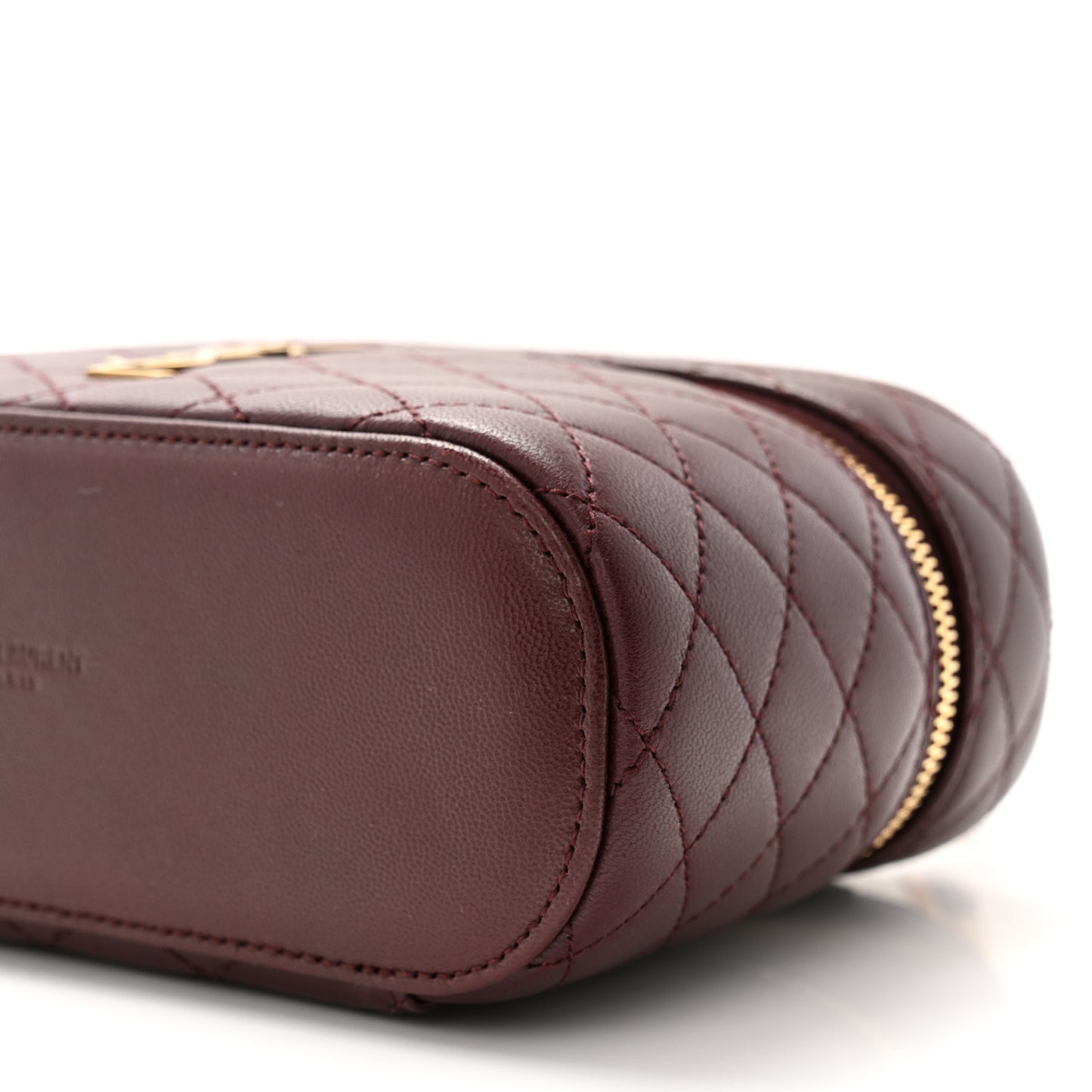 Lambskin Quilted Mini Gaby Vanity Case Rouge Cabernet