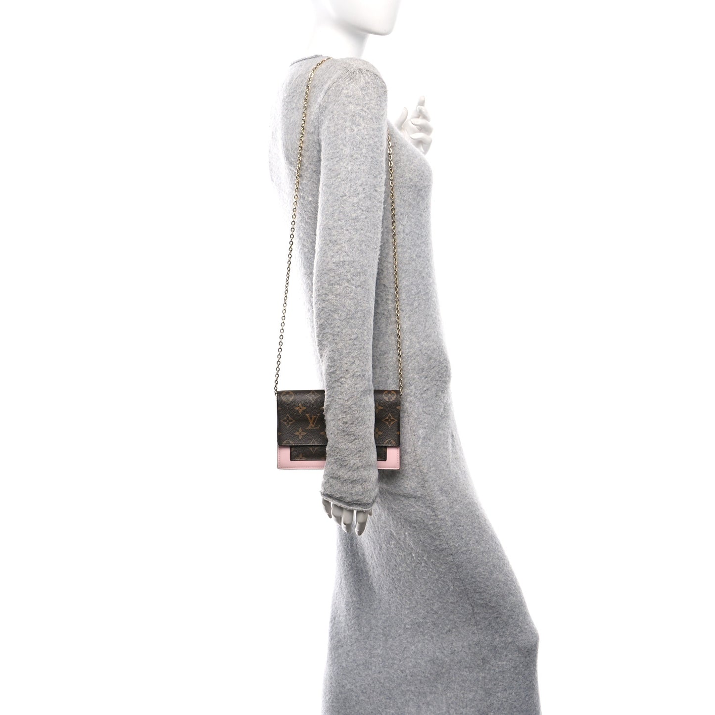 Monogram Flore Chain Wallet Rose Ballerine