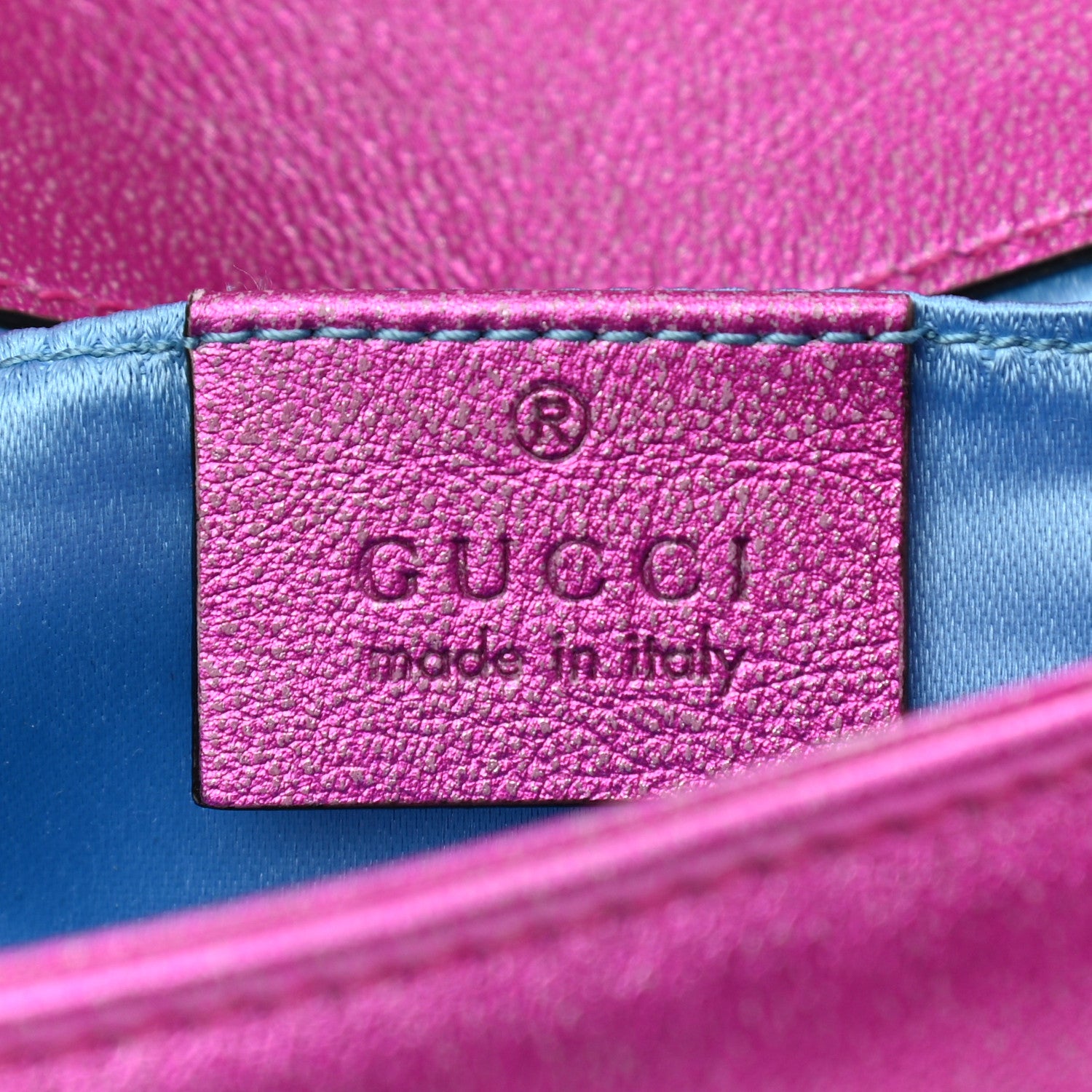 Gucci Metallic Calfskin Matelasse Mini GG Marmont Shoulder Bag Fuchsia 6 of 9