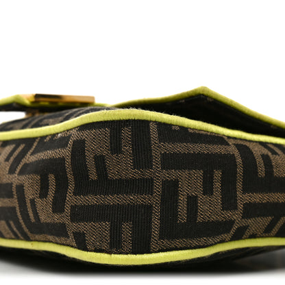 Fendi Fabric Jacquard FF 1974 Large Baguette Tobacco Moro Giallo Fluo 11 of 11