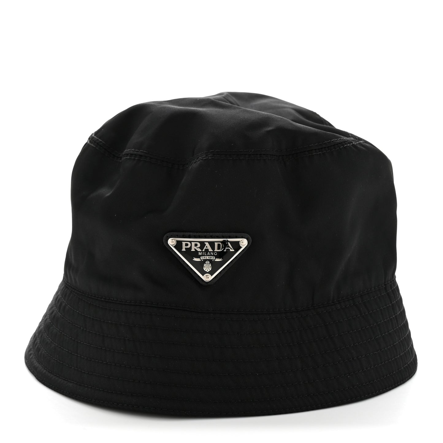 Re-Nylon Metal Triangle Logo Womens Bucket Hat XL Black