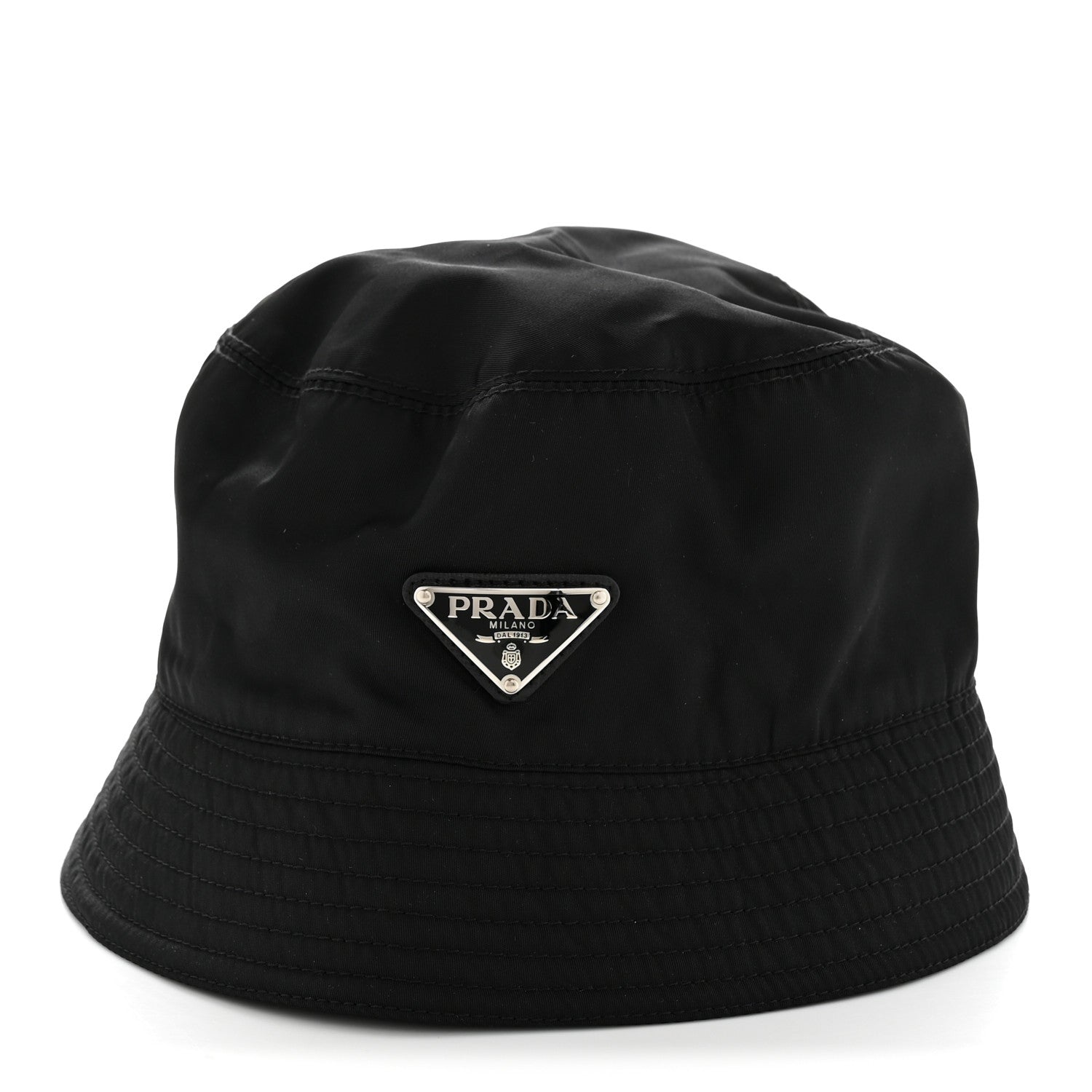 Prada Re-Nylon Metal Triangle Logo Womens Bucket Hat XL Black 5 of 11