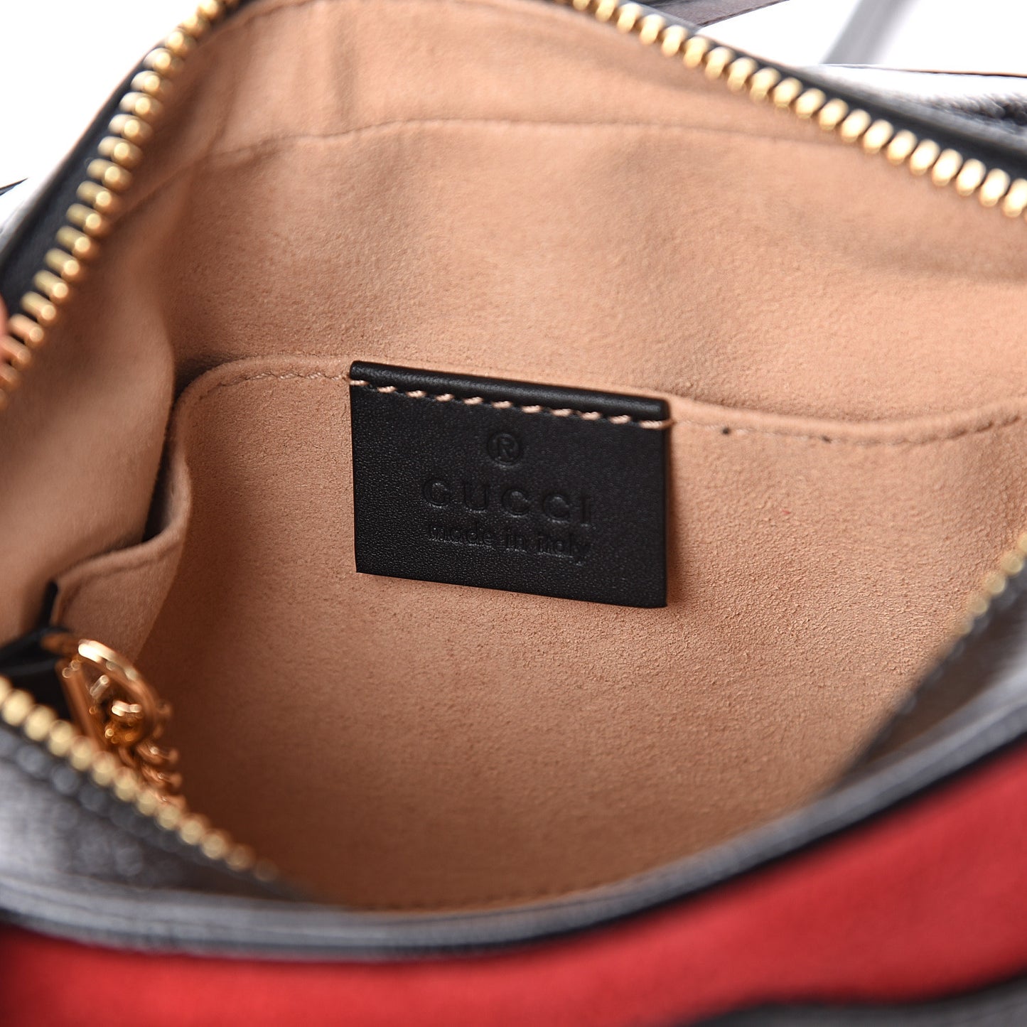 Suede Patent Web Mini Ophidia Shoulder Bag Red