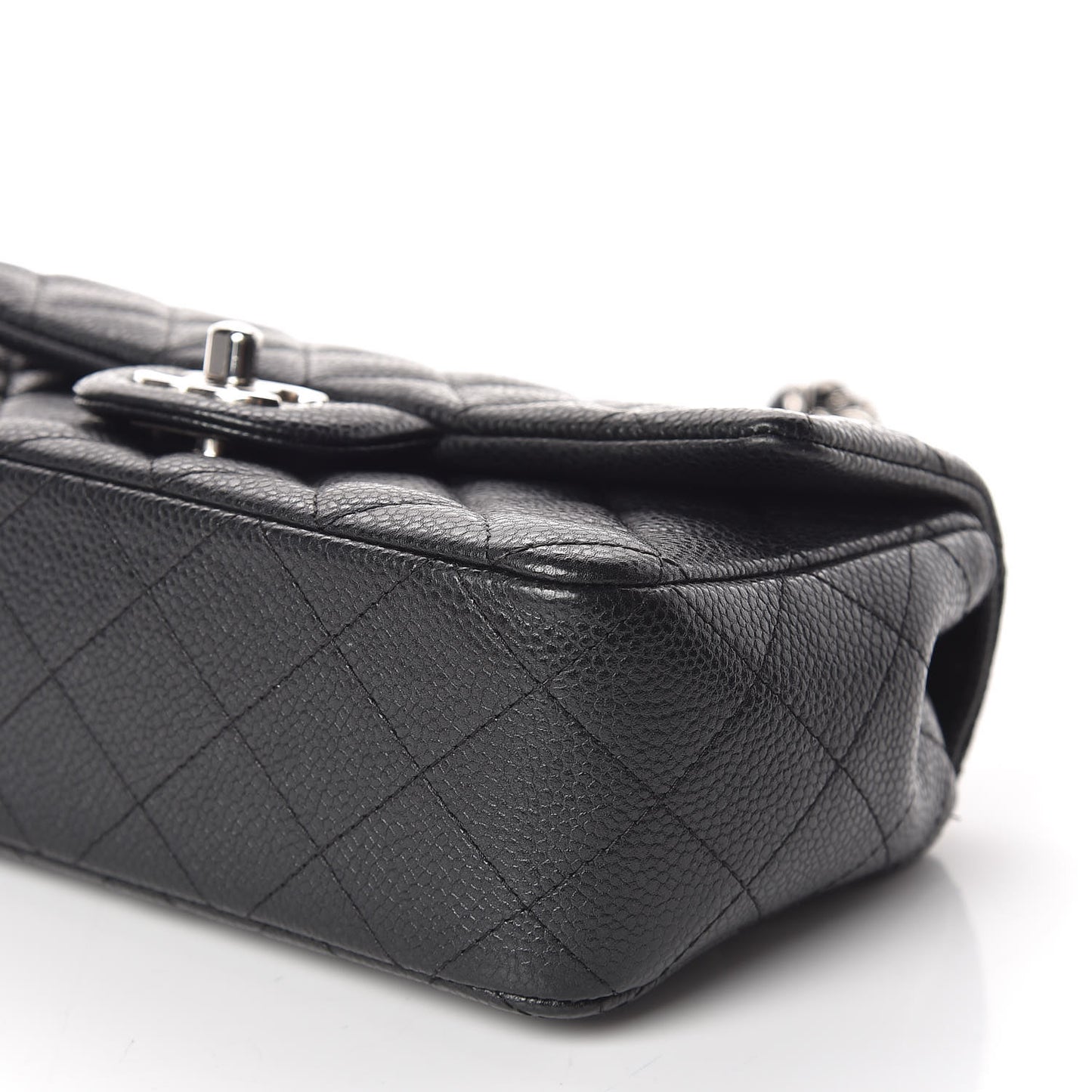 Metallic Caviar Quilted Mini Rectangular Flap Black