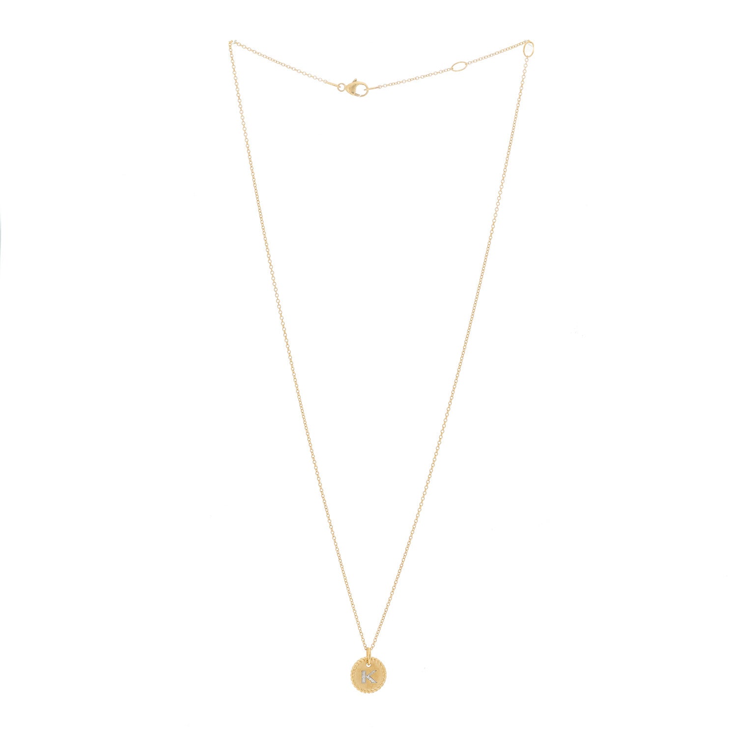 David Yurman 18K Yellow Gold Diamond Initial K Charm Pendant Necklace 3 of 6