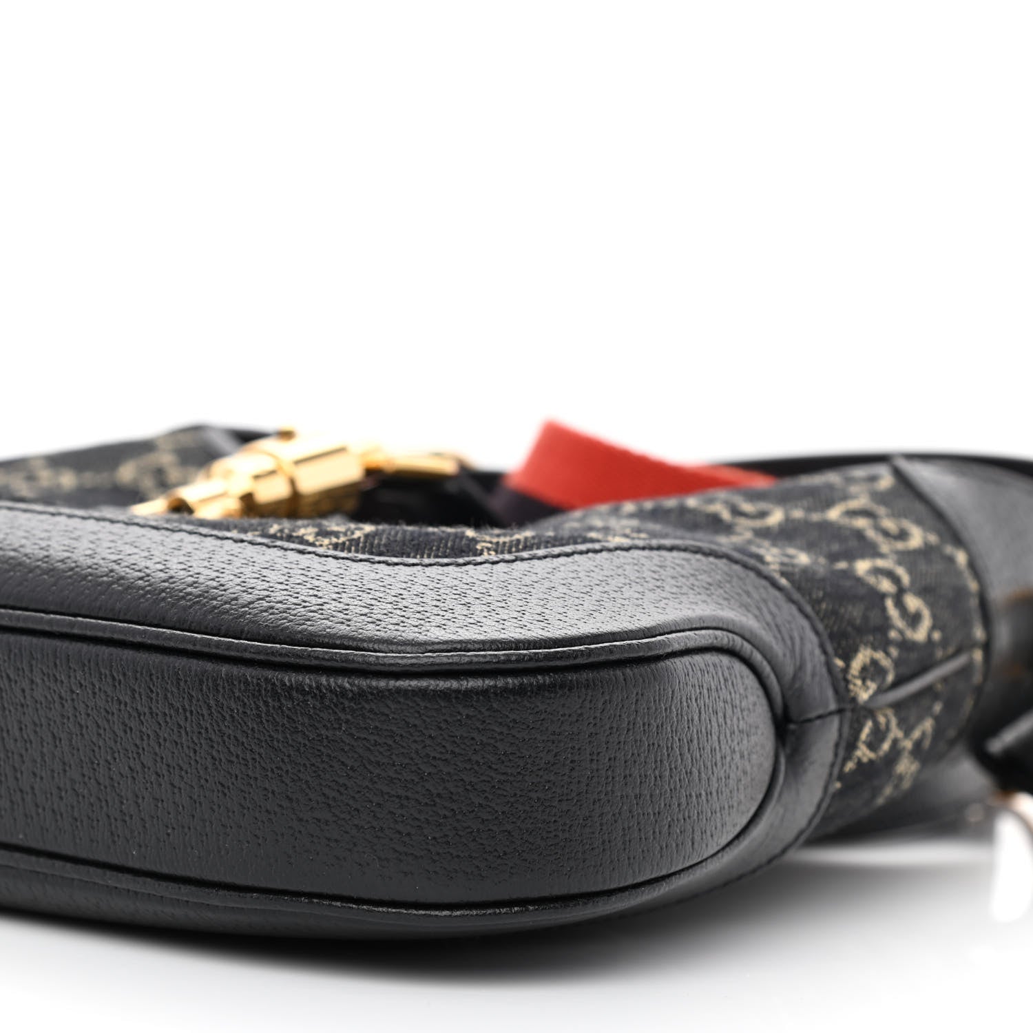 Gucci Jacquard Denim GG Monogram Small Jackie 1961 Hobo Black Ivory 10 of 10