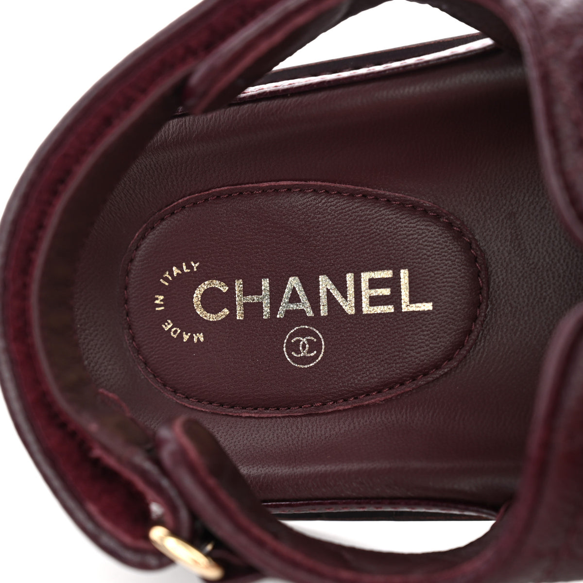 Grained Calfskin Velcro Dad Sandals 37 Burgundy