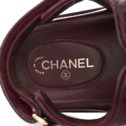 Chanel Grained Calfskin Velcro Dad Sandals 37 Burgundy 8 of 10