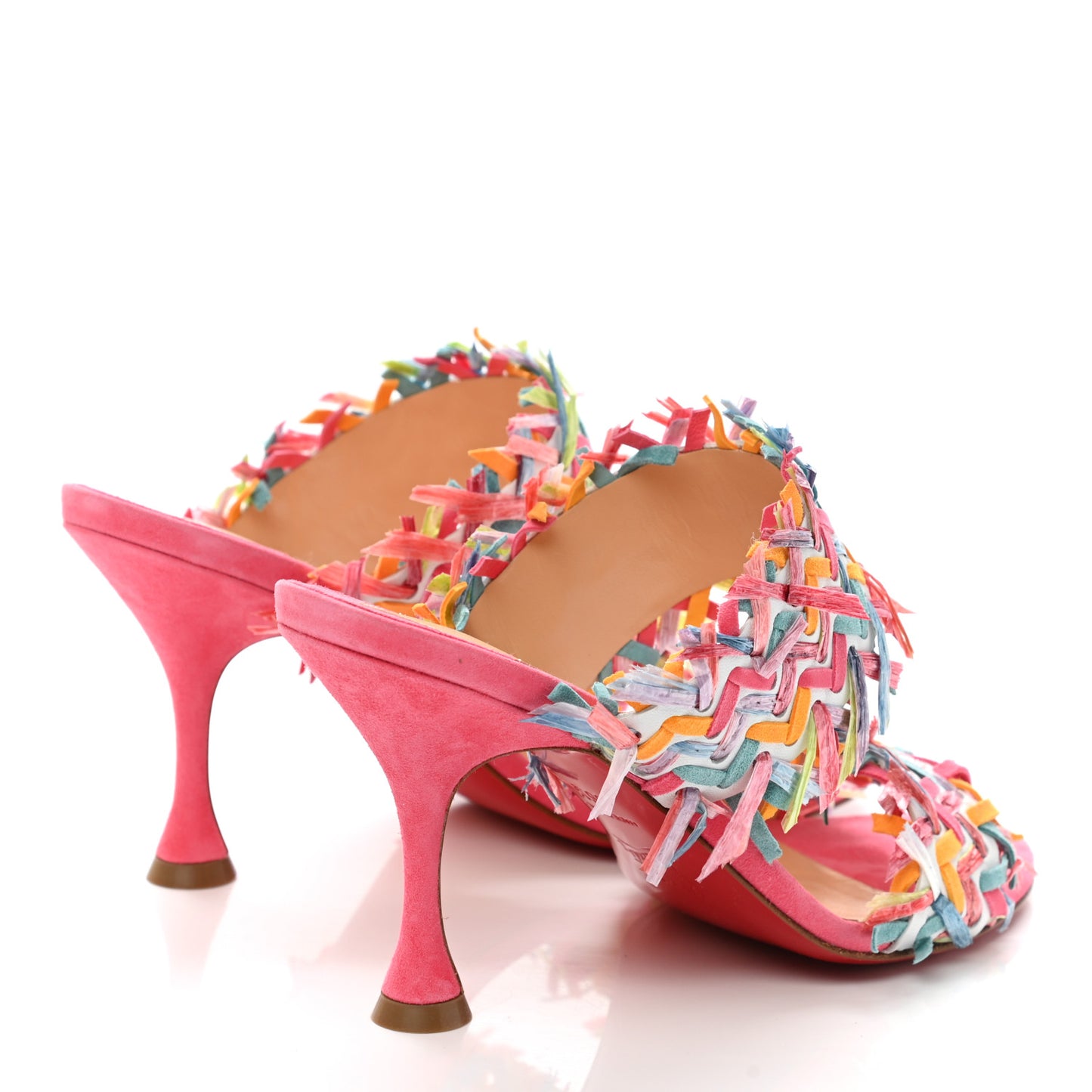 Nappa Velvet Suede Raffia Meroine 85 Sandals 36.5 Multicolor