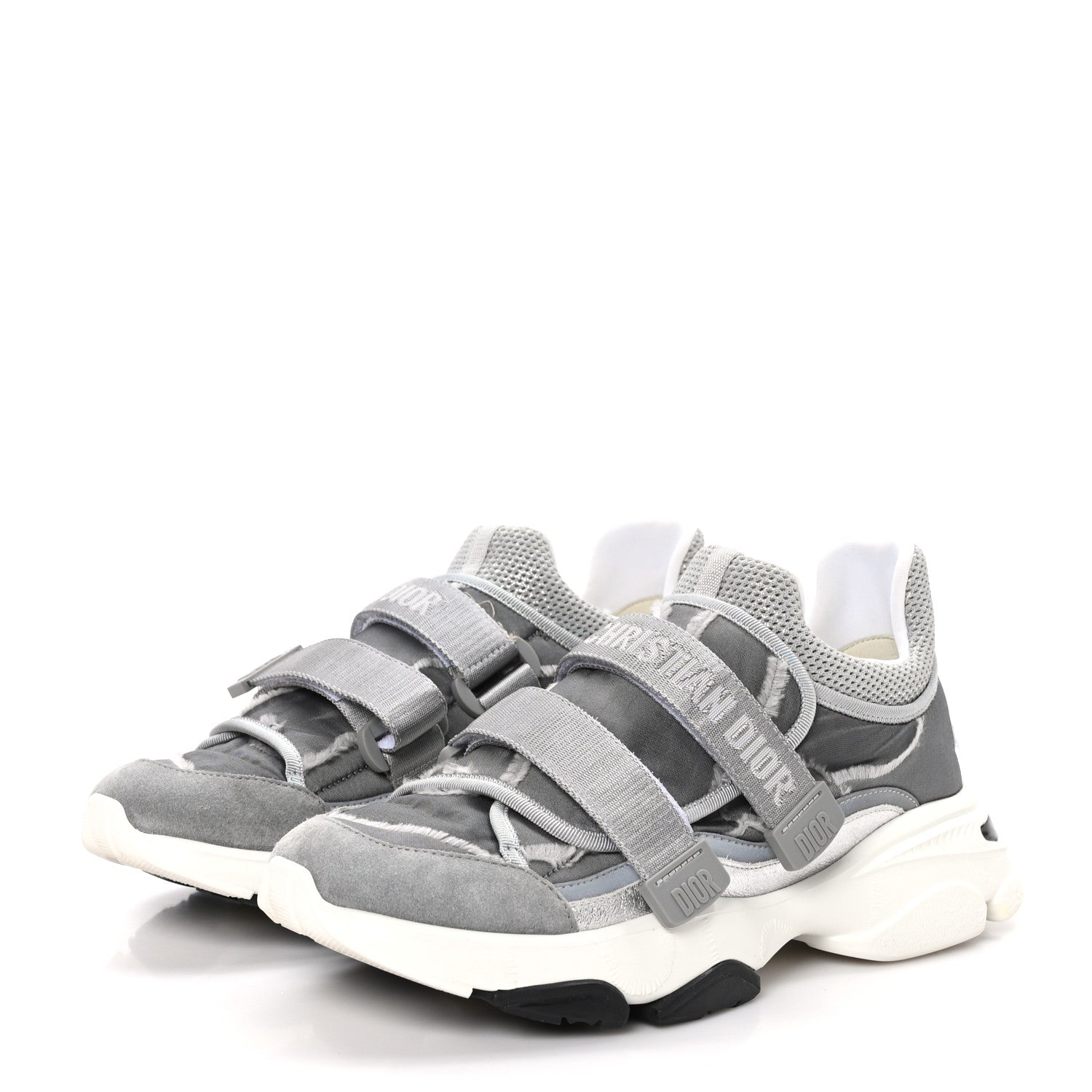 Christian Dior Technical Fabric Nylon Camouflage Womens D-Wander Sneakers 40 Silver 3 of 9