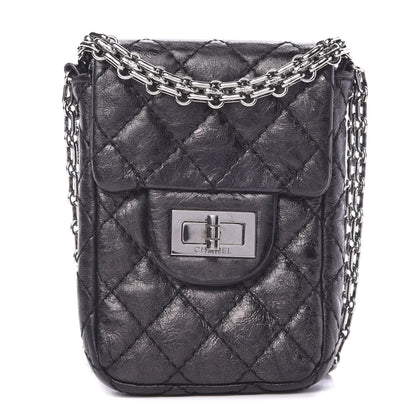 Chanel Metallic Aged Calfskin Quilted 2.55 Reissue Phone Case Black 1 of 10