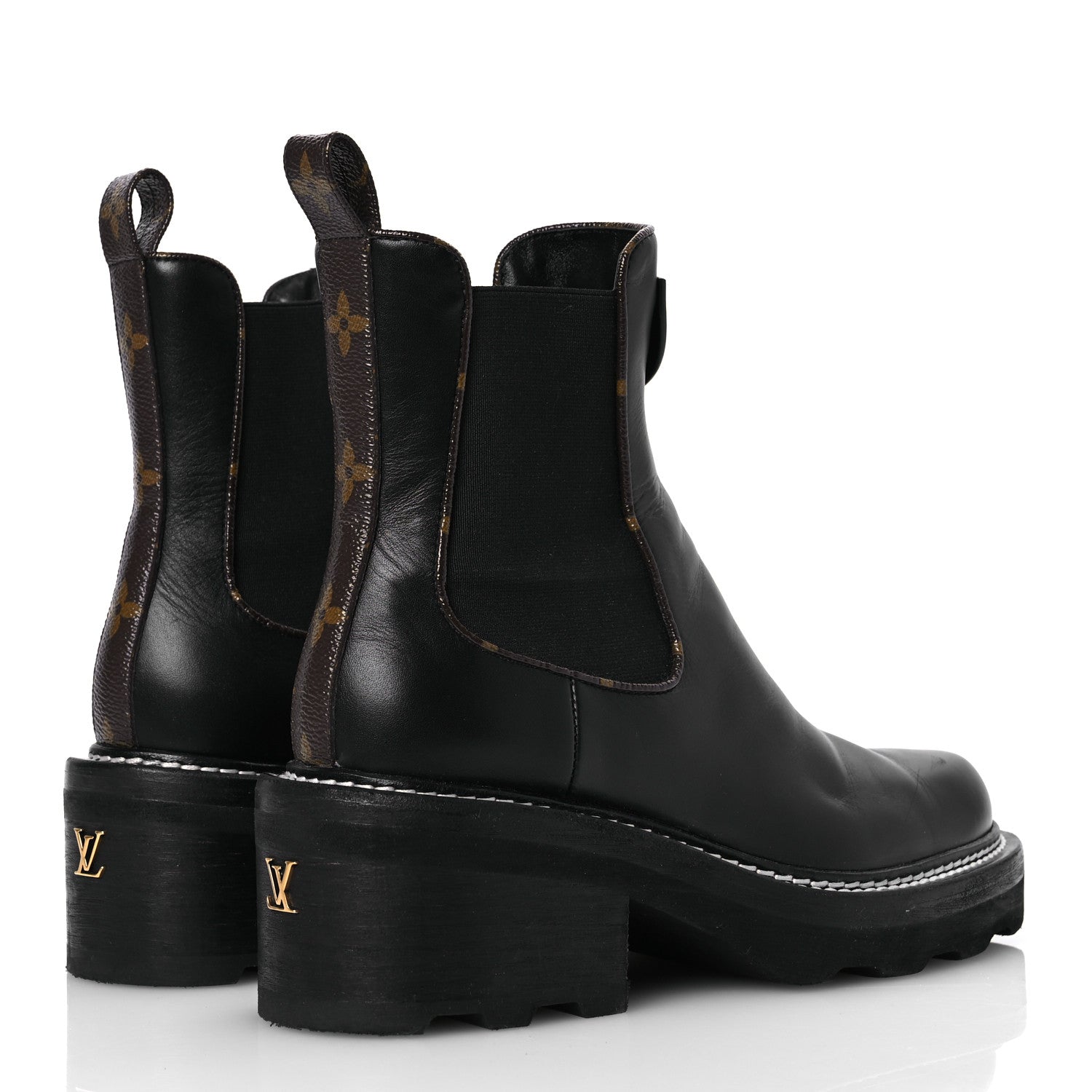 Louis Vuitton Calfskin Monogram Beaubourg Ankle Boots 38 Black 5 of 14
