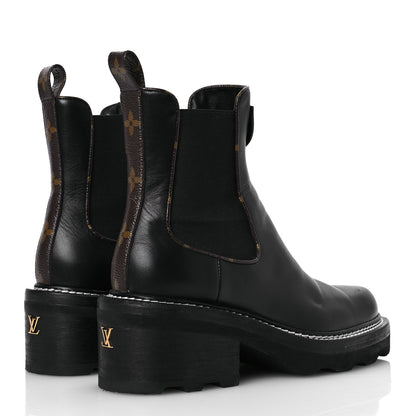 Louis Vuitton Calfskin Monogram Beaubourg Ankle Boots 38 Black 5 of 14