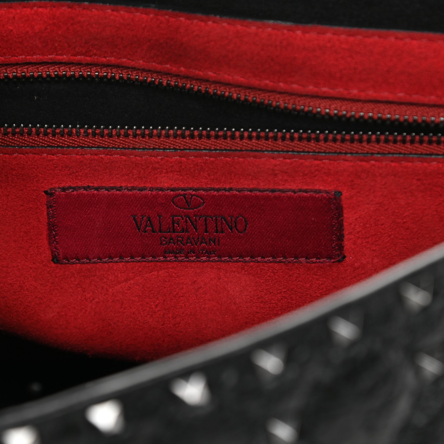 Valentino Garavani Craquele Nappa Large Rockstud Spike Shoulder Bag Black 6 of 15