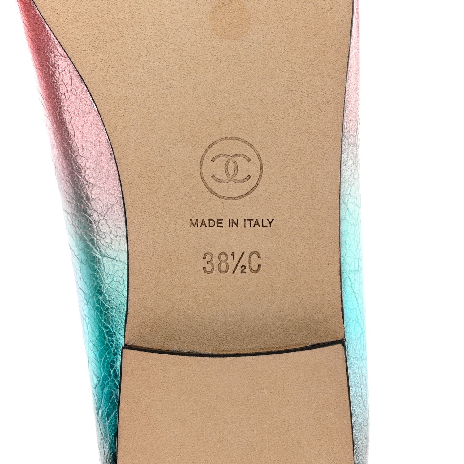 Chanel Laminated Calfskin Grosgrain Cap Toe CC Ballerina Flats 38.5 Multicolor Black 8 of 8