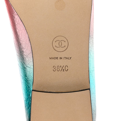 Chanel Laminated Calfskin Grosgrain Cap Toe CC Ballerina Flats 38.5 Multicolor Black 8 of 8