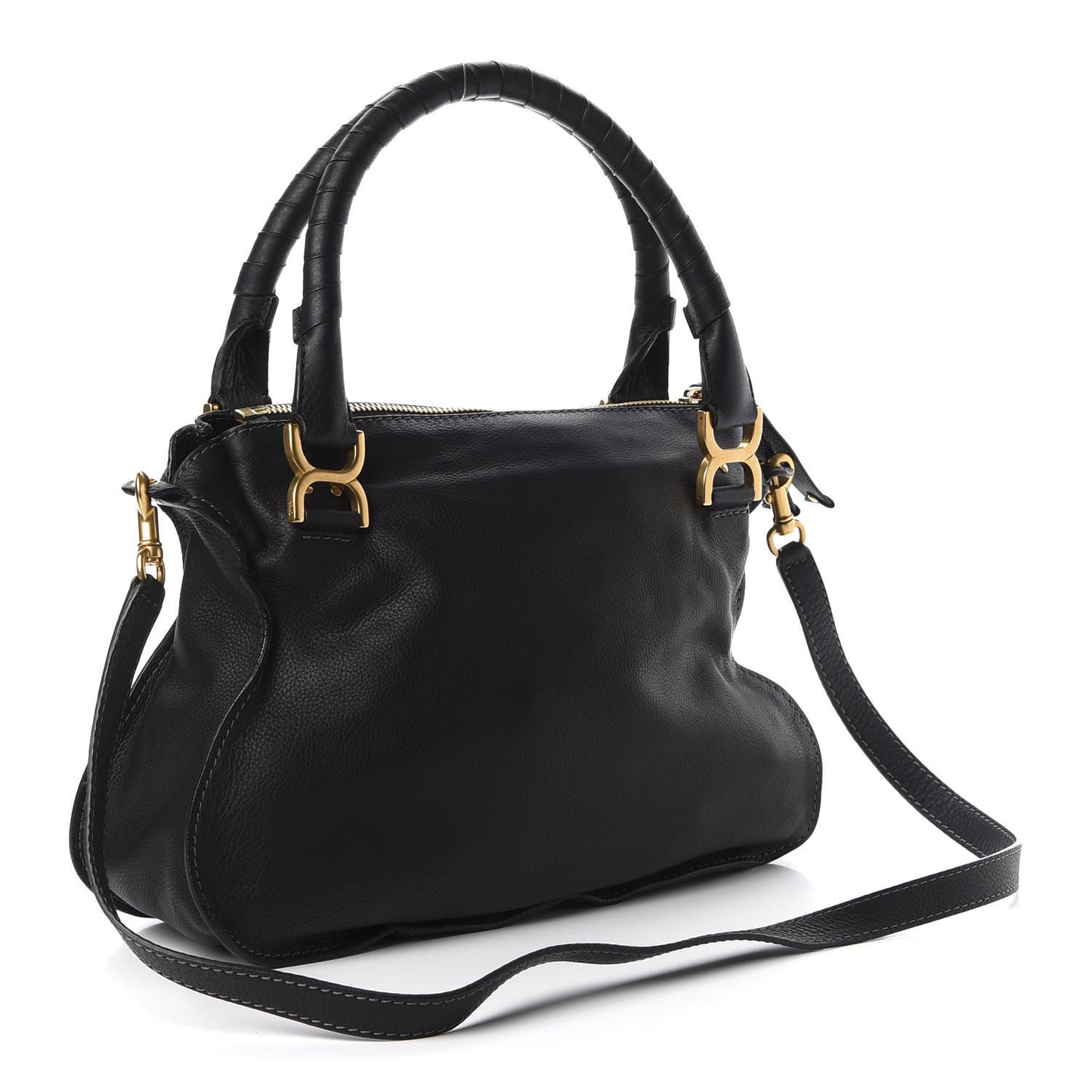 Calfskin Medium Marcie Satchel Black