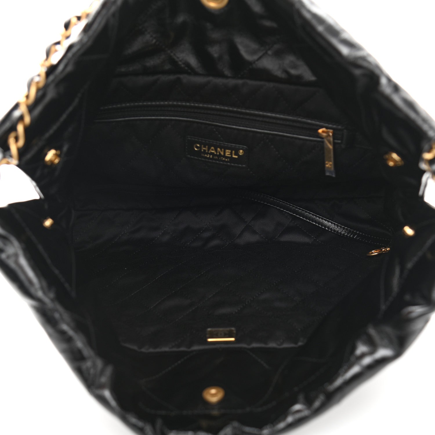 Chanel Shiny Calfskin Quilted Small Chanel 22 Black 6 of 12