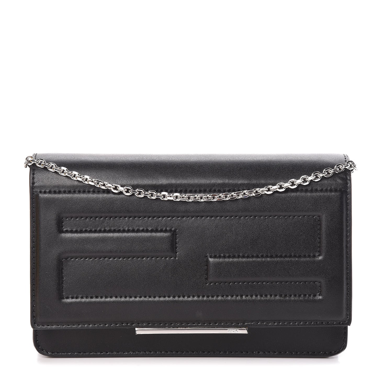 Vitello Flamingo Tube Wallet on Chain Black