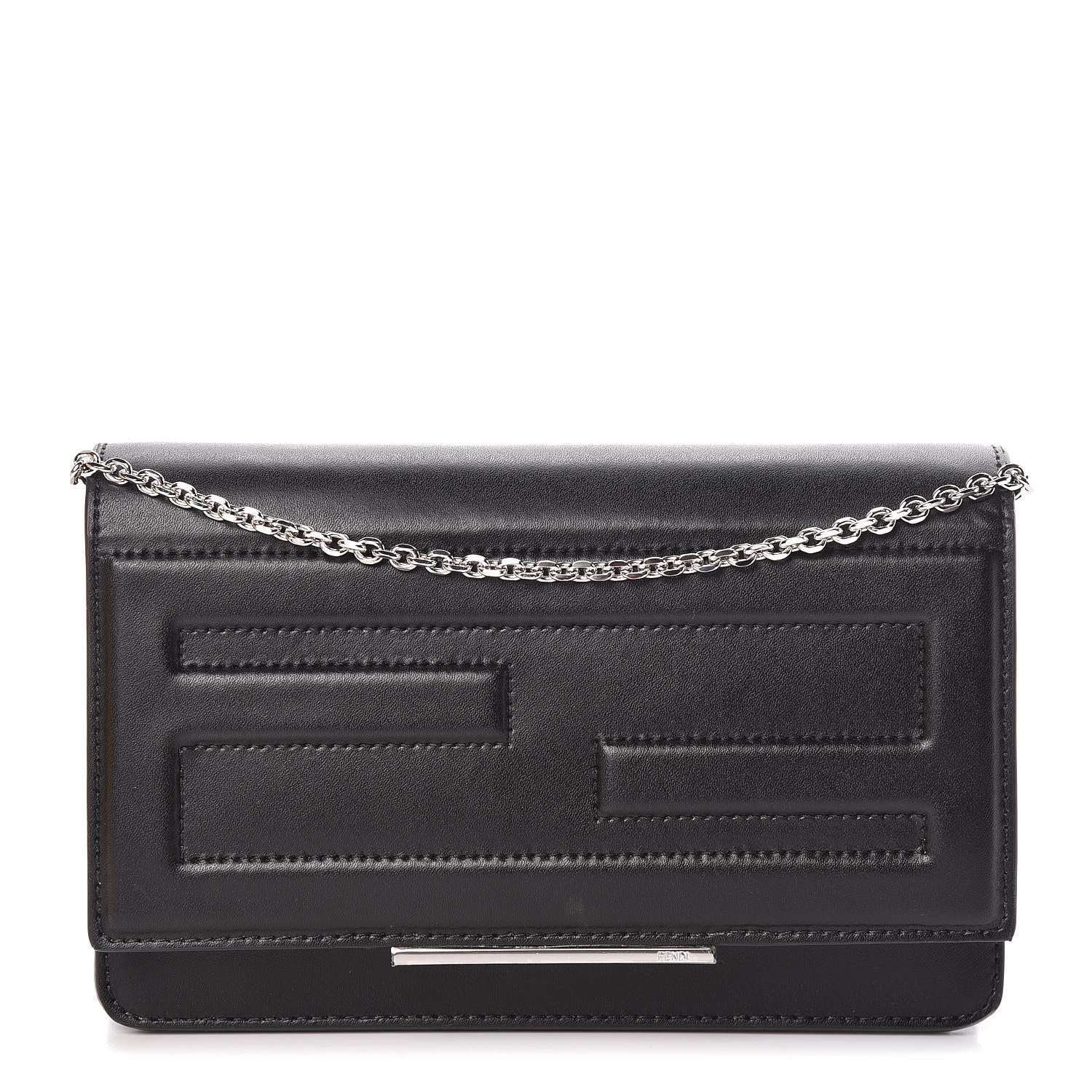 Fendi Vitello Flamingo Tube Wallet on Chain Black 1 of 9