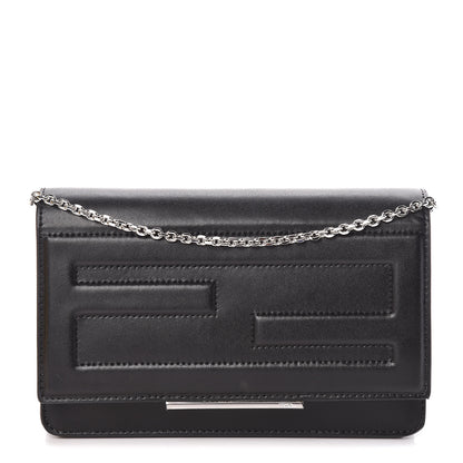 Fendi Vitello Flamingo Tube Wallet on Chain Black 1 of 9