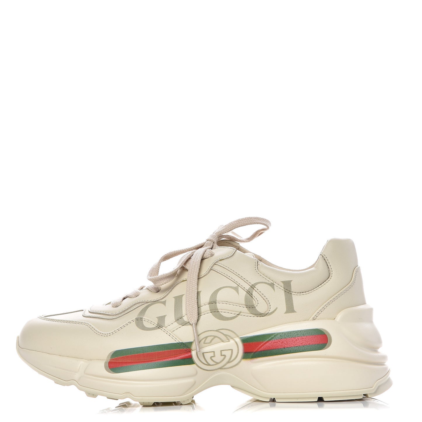 Calfskin Logo Womens Rhyton Sneakers 37.5 Ivory