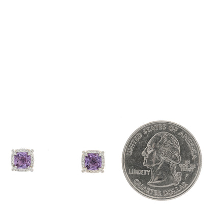 David Yurman Sterling Silver Diamond Amethyst Chatelaine Bezel Stud Earrings 2 of 4