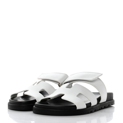 Hermes Calfskin Womens Chypre Sandals 35 White 3 of 9