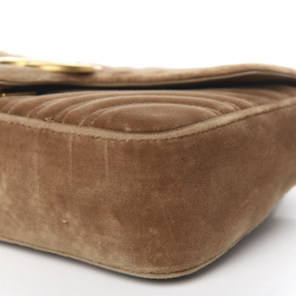 Gucci Velvet Matelasse Small GG Marmont Shoulder Bag Taupe 8 of 9