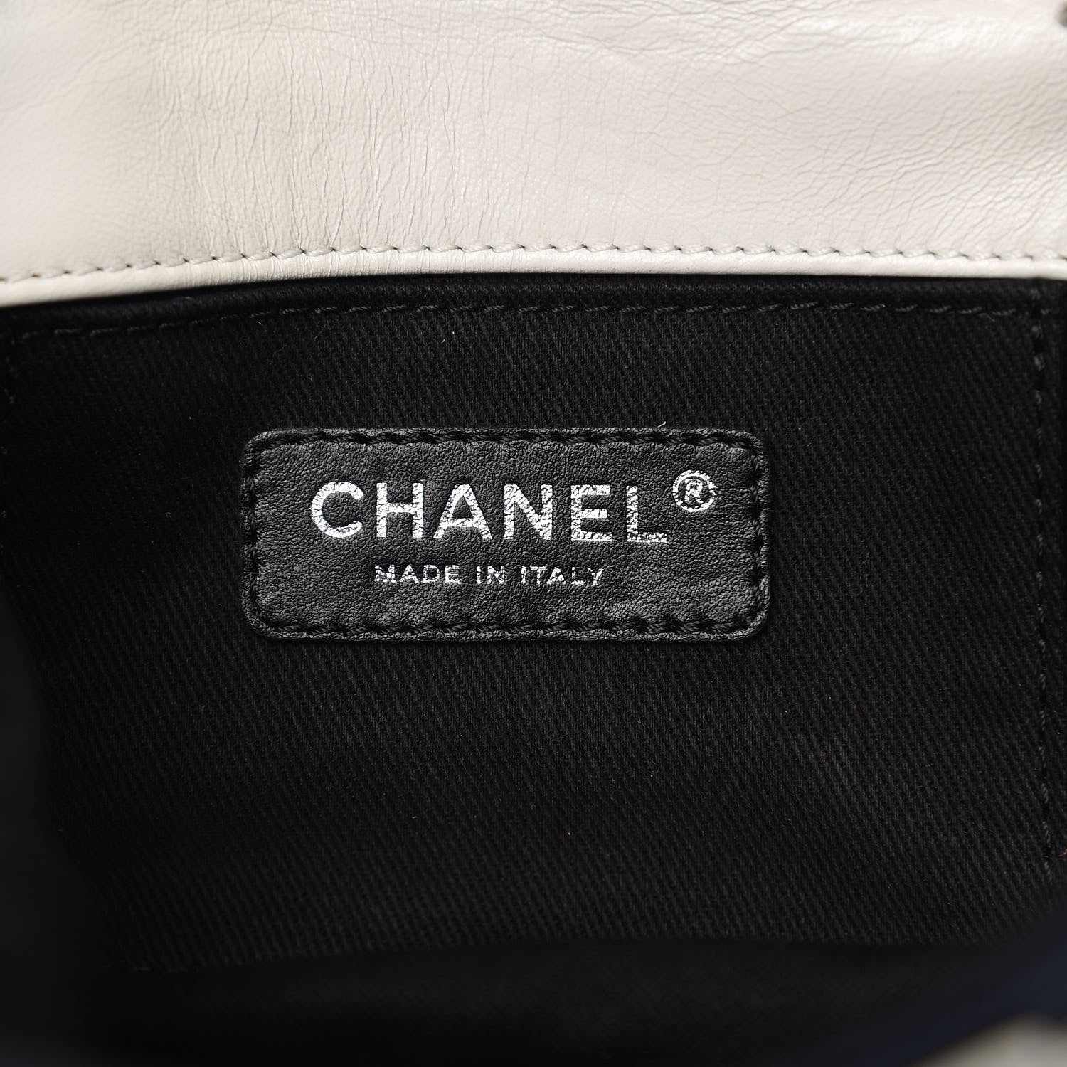Chanel Calfskin Stitched Curve Mini Flap White Black 5 of 10