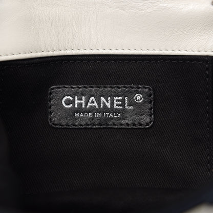 Chanel Calfskin Stitched Curve Mini Flap White Black 5 of 10