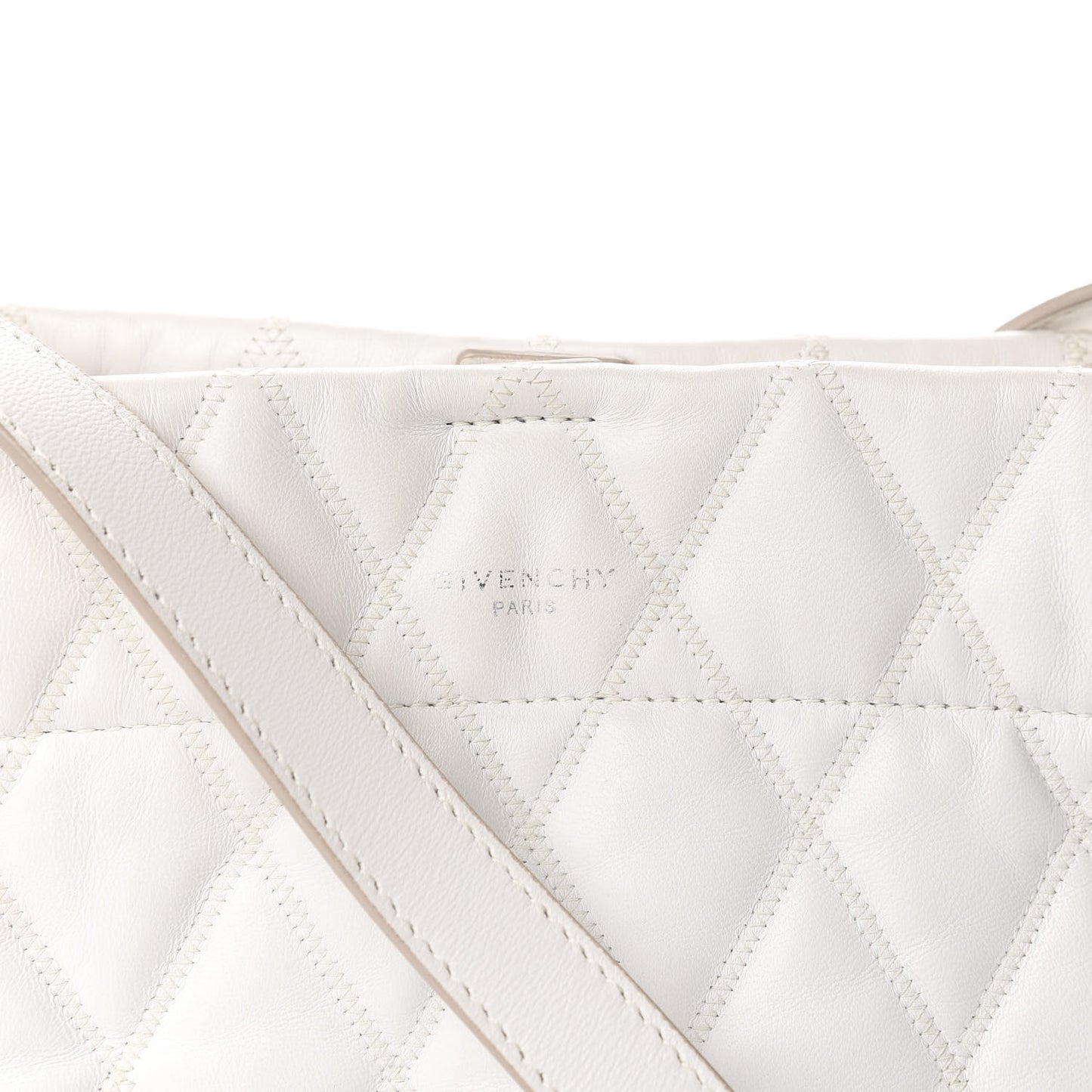 Lambskin Quilted Mini GV Bucket Bag White