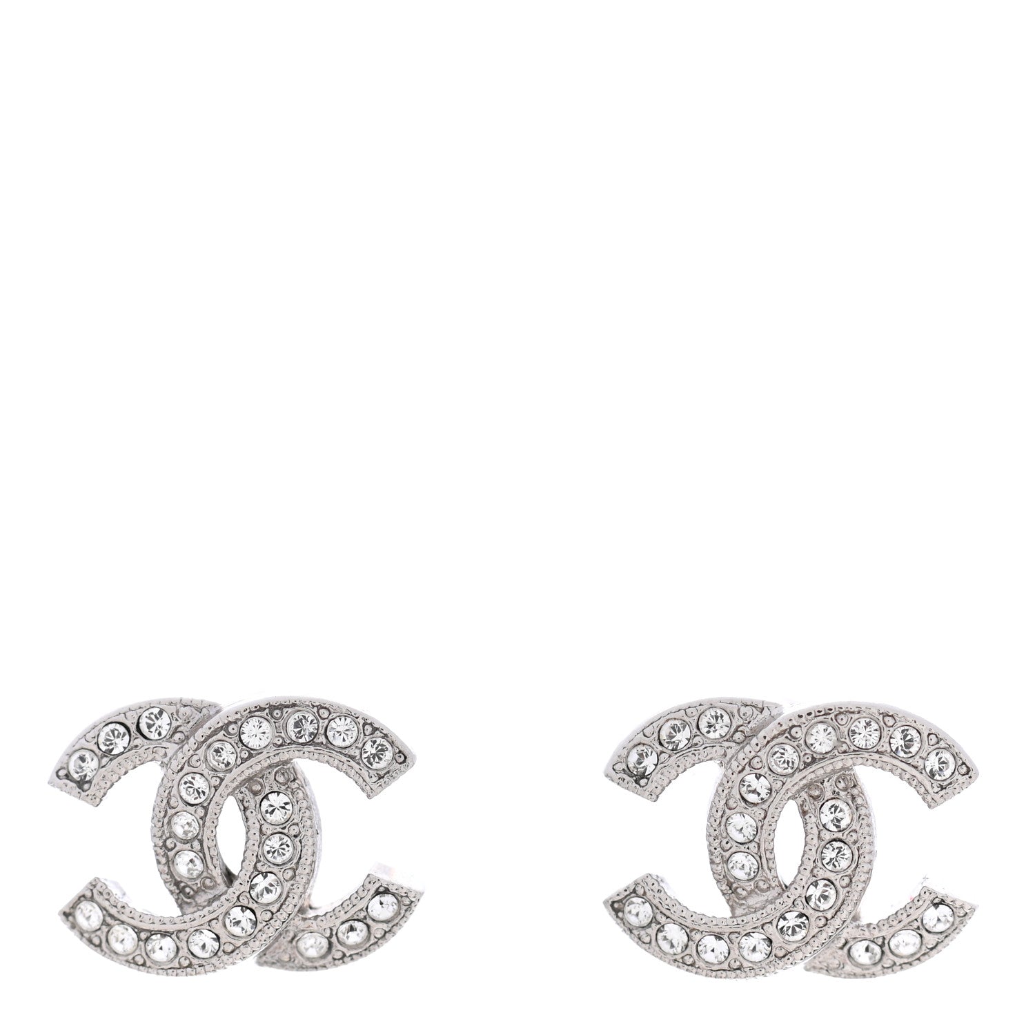 Chanel Crystal CC Earrings Silver 1 of 4
