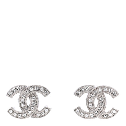Chanel Crystal CC Earrings Silver 1 of 4
